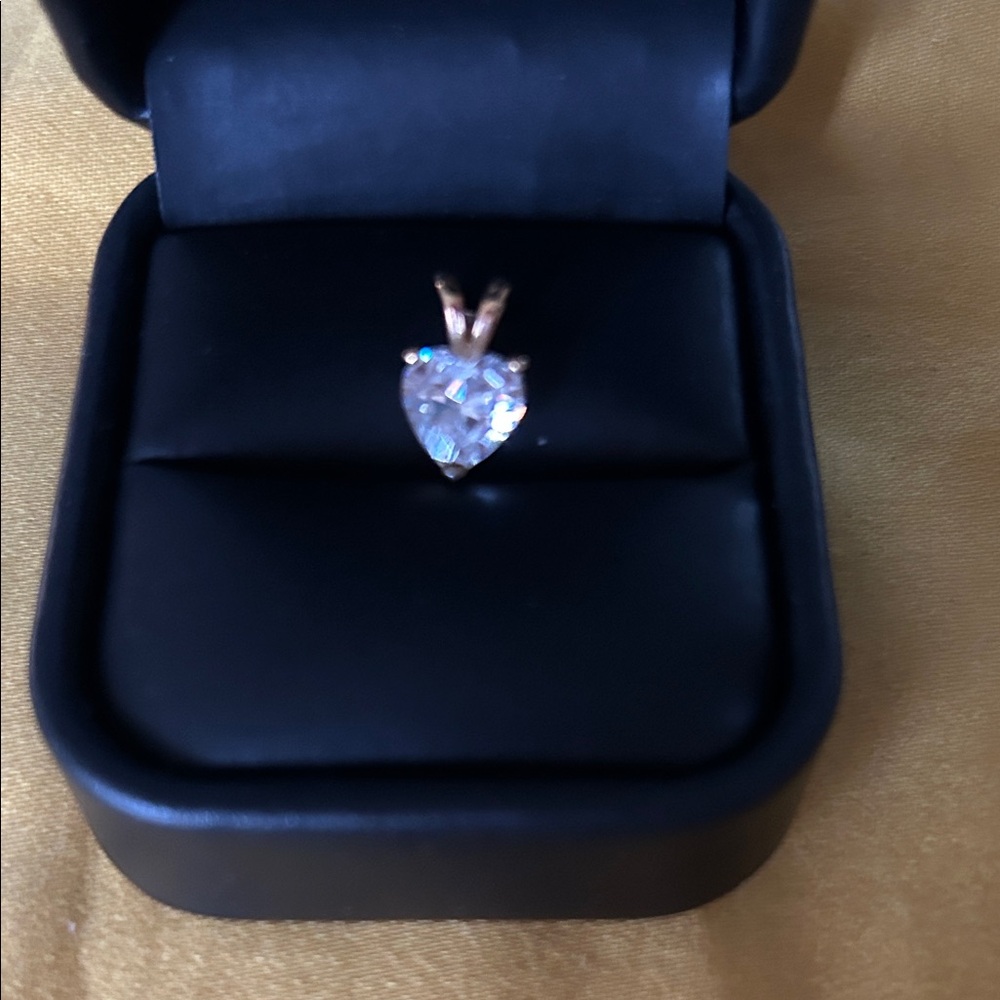 Radiant Heart-Cut Clear Stone Pendant in Gold Tone - Picture 2 of 9